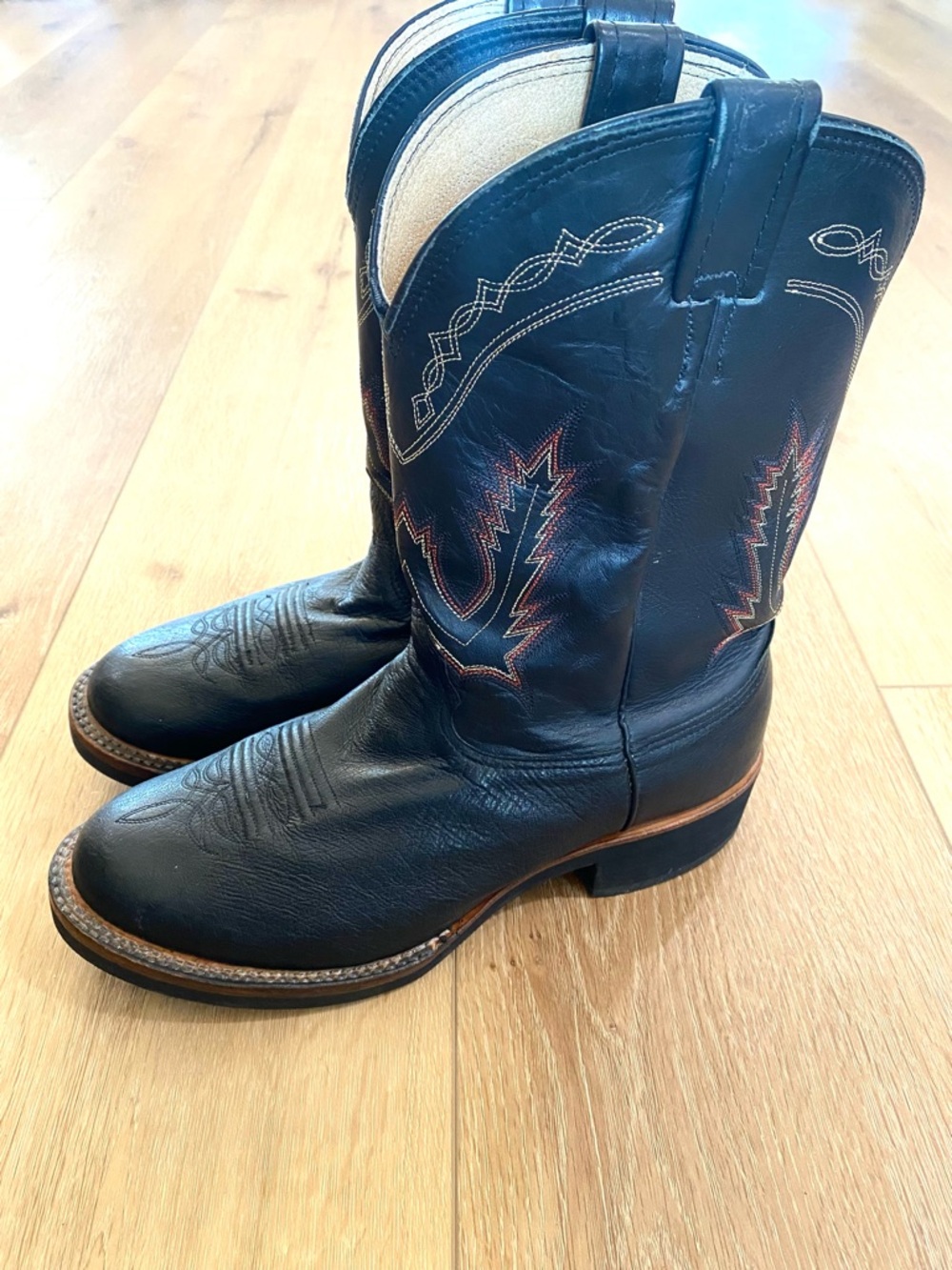 Larry Mahan Ropers Men’s Size 10.5 Black Leather Western Cowboy Boots Comfort